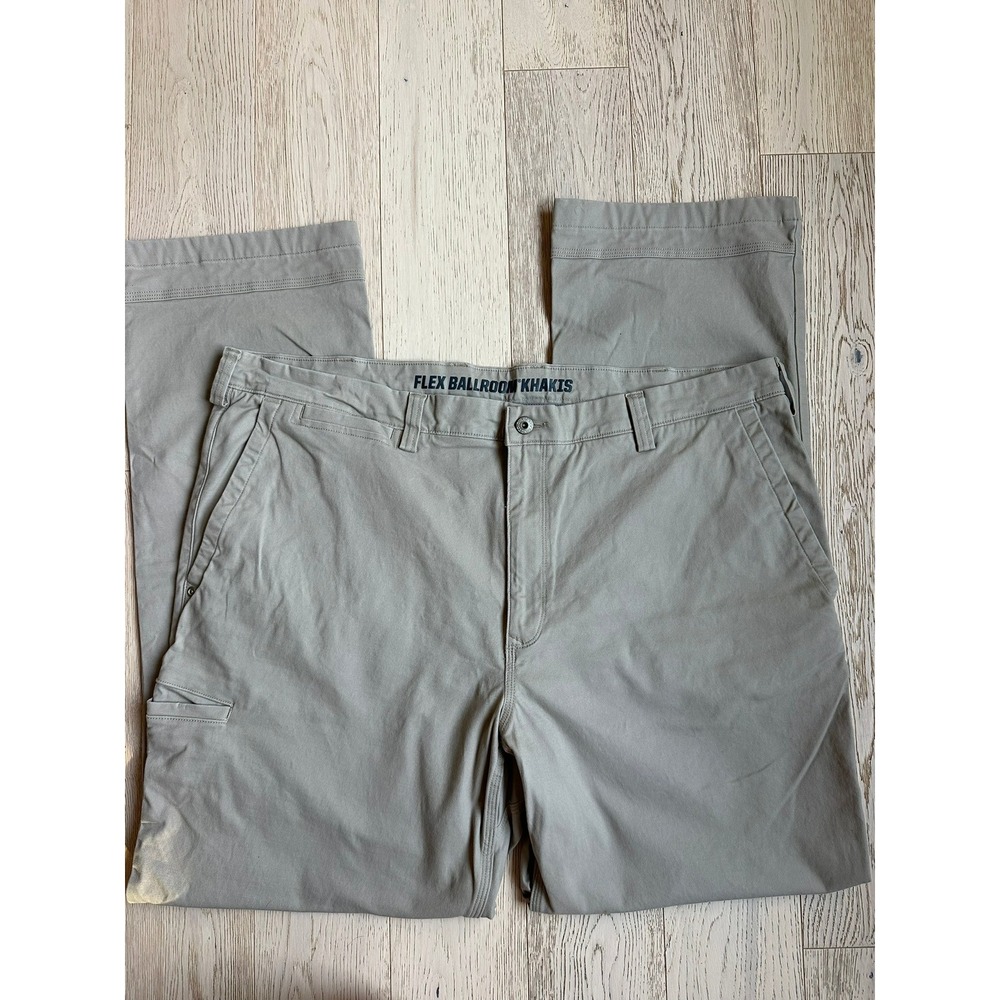 Duluth Trading Co Flex Ballroom Khakis Mens 42x34 Gray Tan Straight Leg Pants